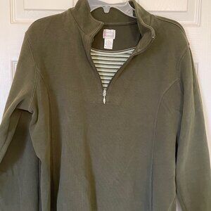 womens Hasting and Smith quarter zip sweatshirt size large layered look green